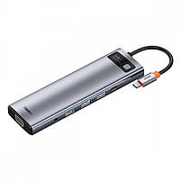 USB-Хаб Baseus Metal Gleam Series 11-in-1 (3xUSB3.0+2x4K HD+Type-C+TF+SD+Type-C PD+VGA+3.5mm+RJ45), фото 8