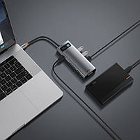 USB-Хаб Baseus Metal Gleam Series 9-in-1 Type-C (3xUSB3.0 + 4KHD+ TF + SD + Type-C PD + VGA + RJ45), фото 5