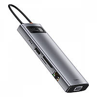 USB-Хаб Baseus Metal Gleam Series 9-in-1 Type-C (3xUSB3.0 + 4KHD+ TF + SD + Type-C PD + VGA + RJ45), фото 7