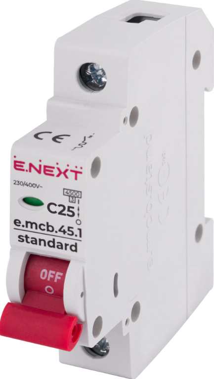Автоматичний вимикач e.mcb.stand.45.1.C25, 1р, 25А, C, 4,5 кА
