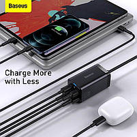 Зарядний пристрій Baseus GaN3 Pro GaN 2 x USB Type C 2 x USB 65 W PD з кабелем Black, фото 8