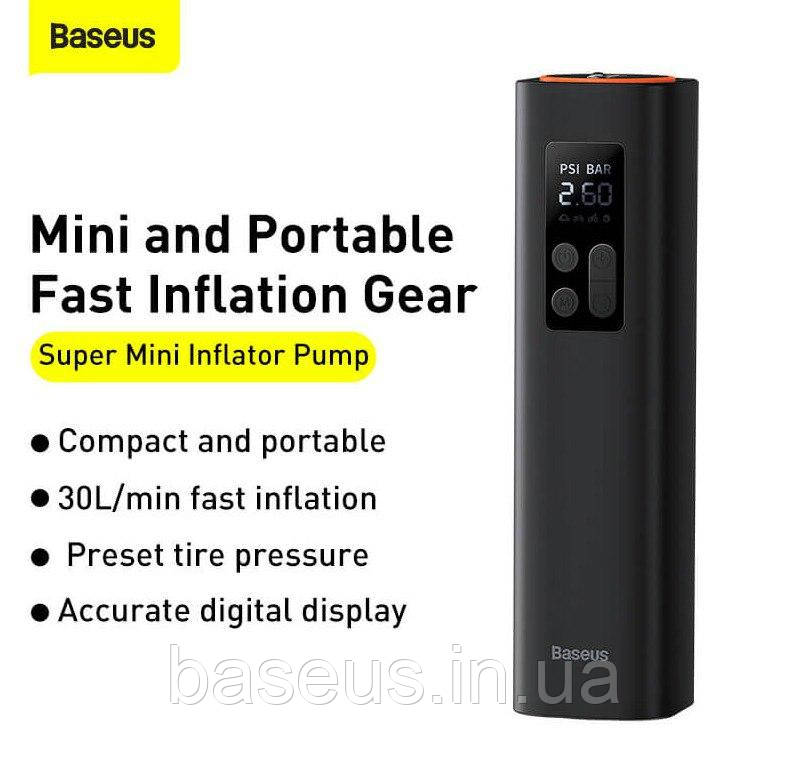 Автомобільний насос, компресор Baseus Super mini inflator Pump Black