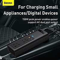 Автомобільний перетворювач напруги BASEUS In-car Inverter 150W 220V, 1USB/1Type-C, 0.4m, фото 3