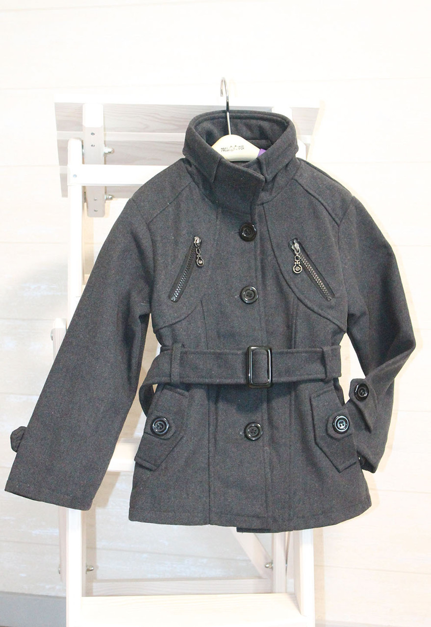 Пальто кашемірове утеплене для хлопчика сіре 122-128, фото 1