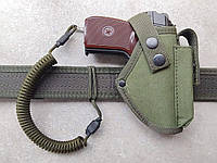 Кобура для ПМ Макарова поясная + шнур страховочный тренчик с чехлом подсумком под магазин Oxford Олива 987 ms