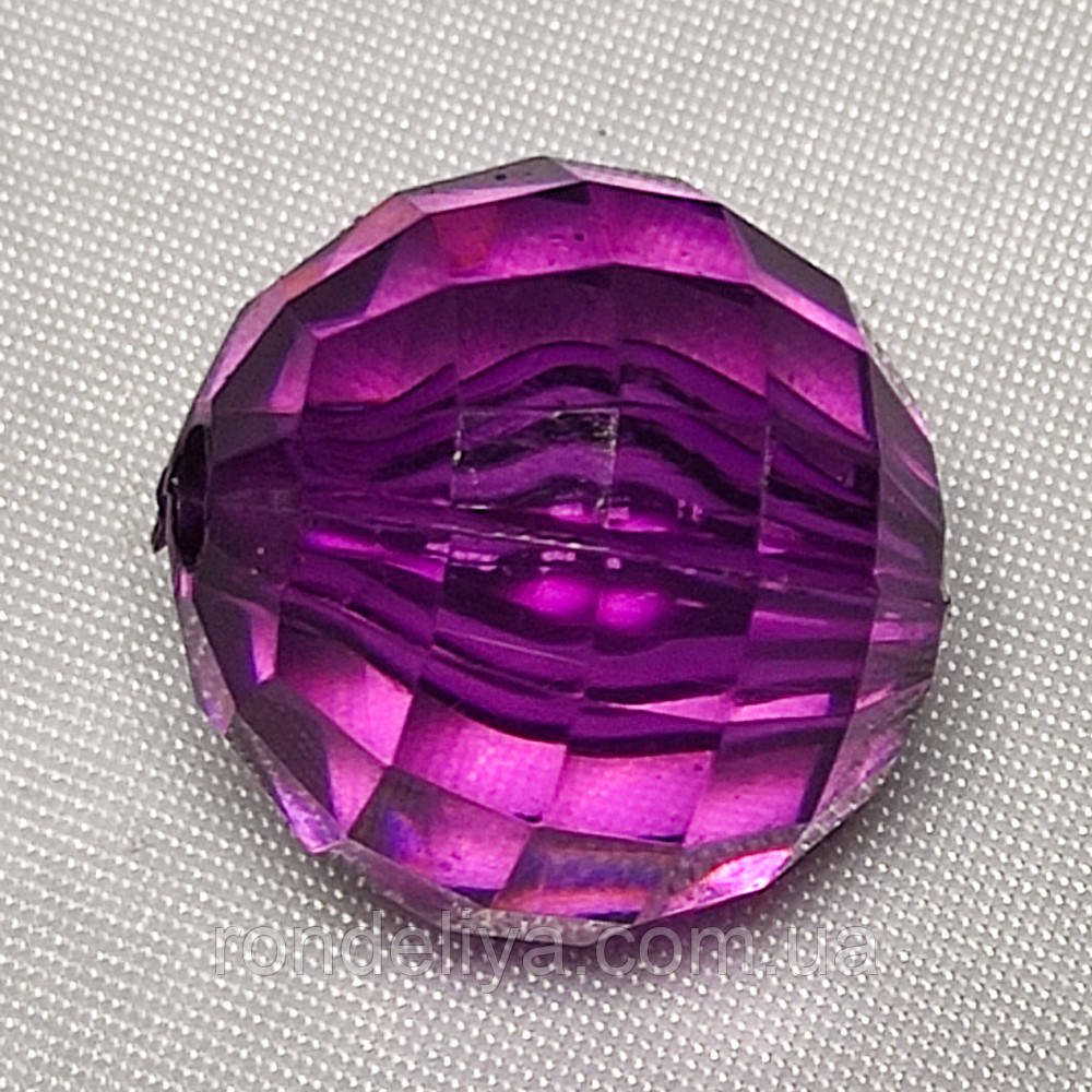 Намистини акрил прозорі "Куля гранована" 22 мм Бузковий 50 г ~ 9 шт, фото 1