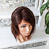 Перука з натурального волосся з моновставкою ручної роботи каштановий MARTA-4/33, фото 4
