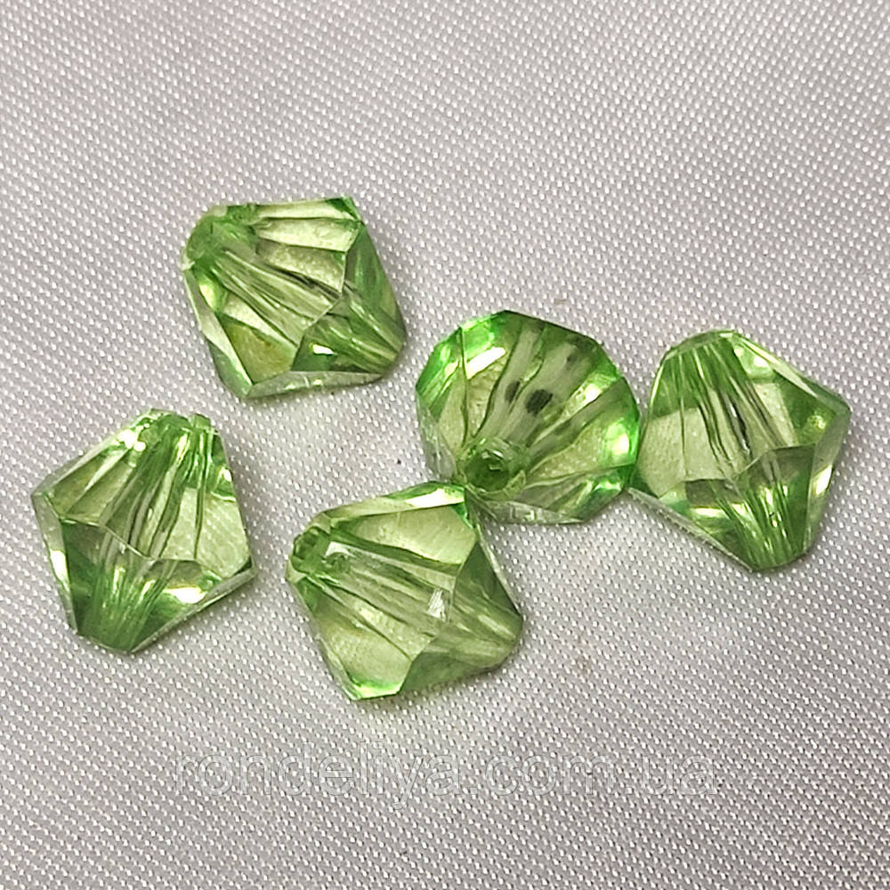 Намистини акрил прозорі "Конус" 12 мм Фісташковий 50 г ~ 100 шт, фото 1