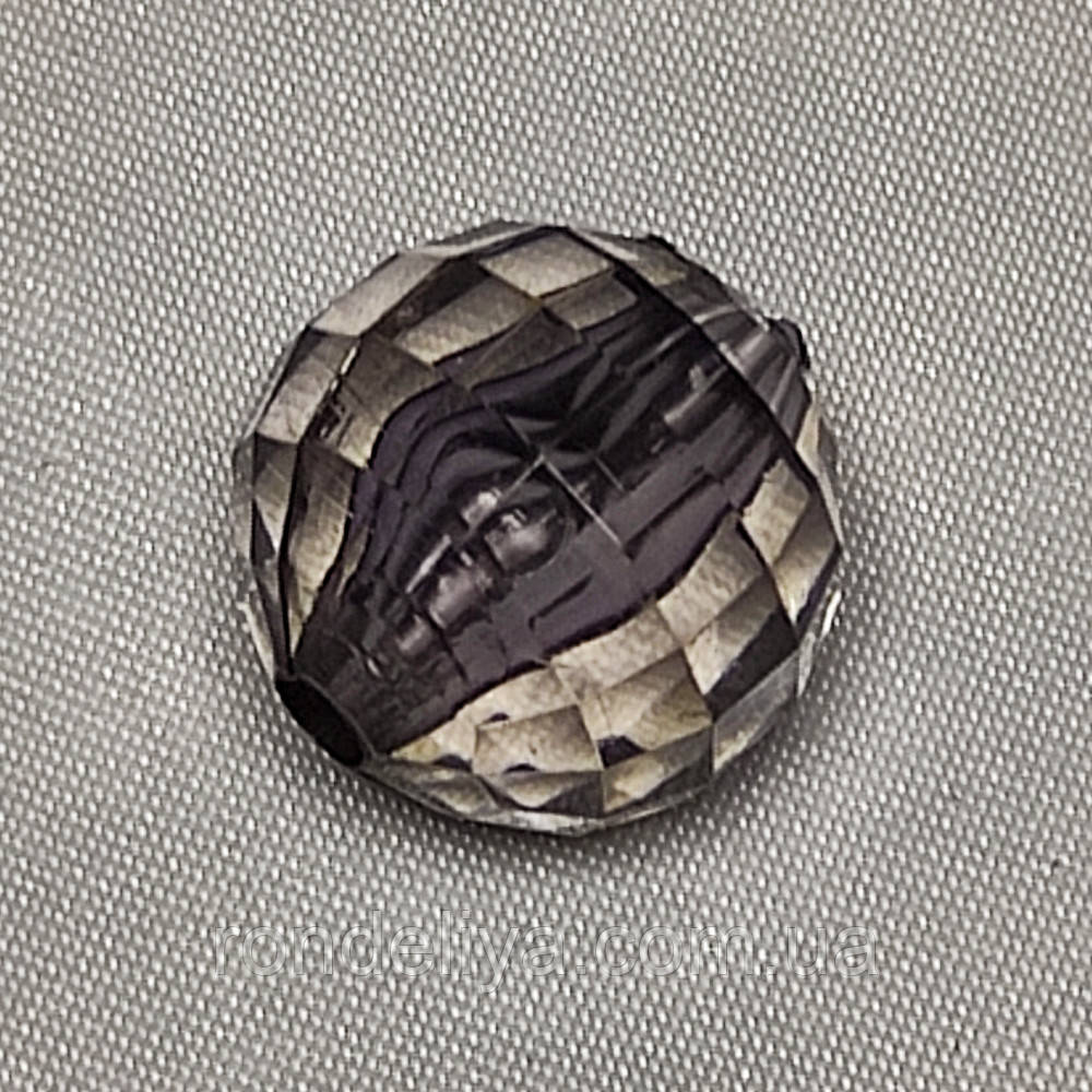 Намистини акрил прозорі "Куля гранована" 14 мм чорний 50 г ~ 16 шт, фото 1