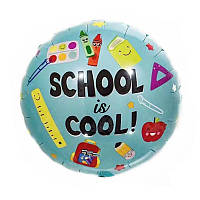 Воздушный фольгированный шар "School is cool" голубой (Китай)