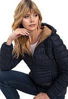 Женская демисезонная куртка Volcano короткая с капюшоном, синяя XL