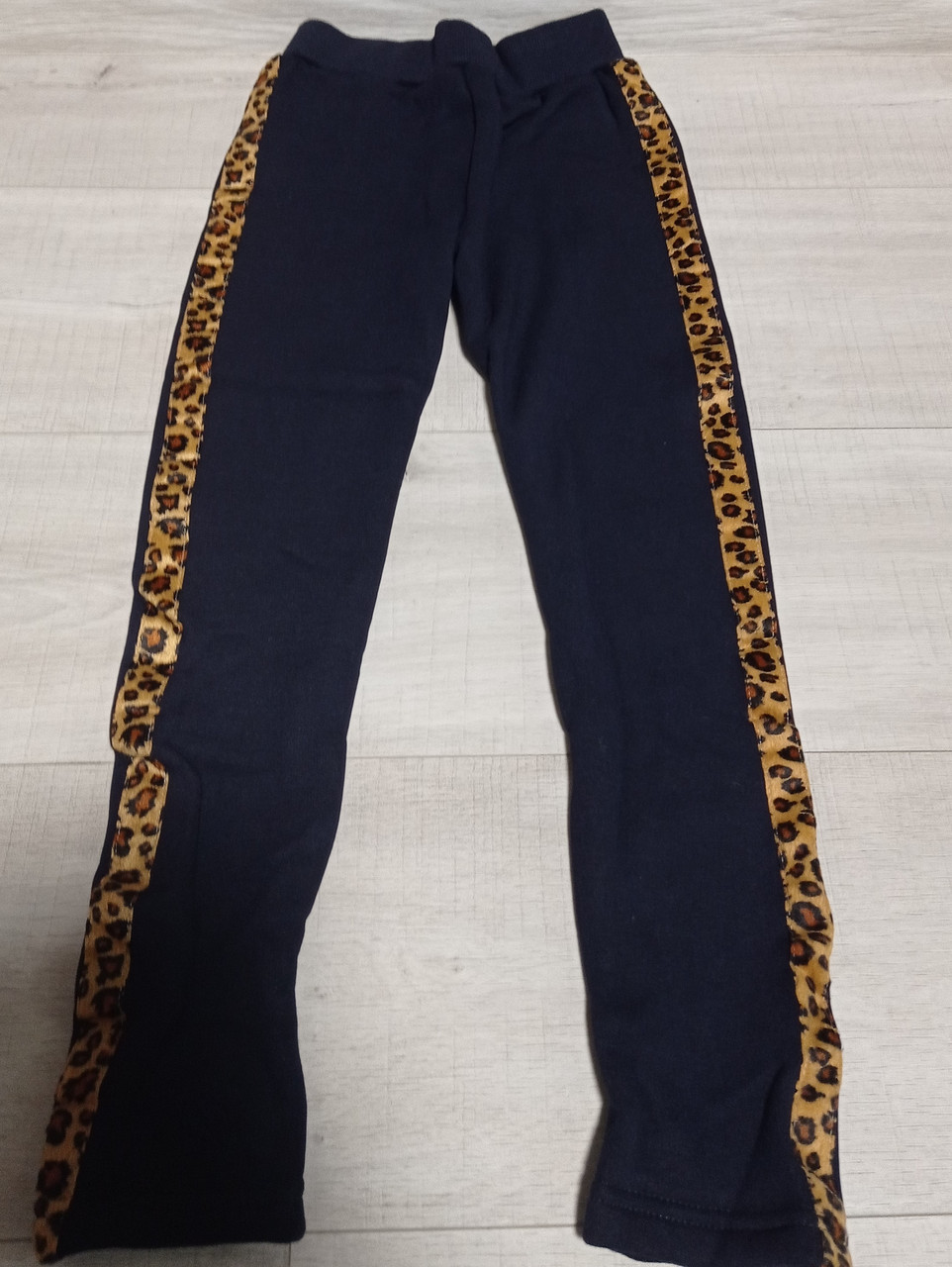 Дитячі лосини утеплені з начосом для дівочої дитини Тигр Угорщина на 8-16 років чорні темно-сині, фото 1