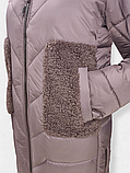 Зимове жіноче пальто з хутряними кишенями SK-34, лаванда, фото 5