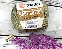 Пряжа для вязания YarnArt baby cotton. 50 г. 165 м. Цвет - оливковый, светлый хаки 434