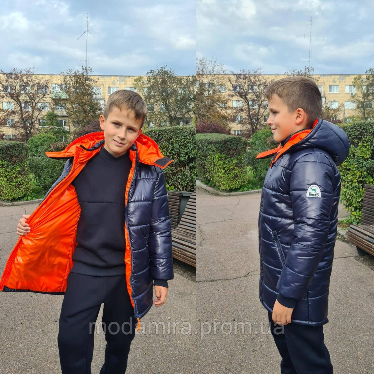 Зимова подовжена куртка-парка на хлопчика підлітка. Дитяча зимова куртка — пуховик 10,11,12,13 років