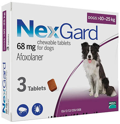 НексГард NexGard для собак 10-25 кг 1 таблетка проти бліх і кліщів