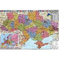 Картка України адміністративна 1:850000 картон ламінація планка