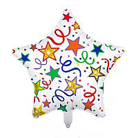 Куля фольгована зірка Конфеті на білому (Китай)