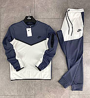 Спортивный костюм Nike Tech Fleece мужской темно-синий штаны и кофта брендовый на весну модный стильный