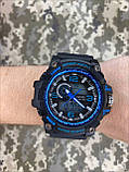Цифровий наручний годинник з подвійним часом Skmei 1283 Black-Blue, фото 3