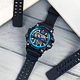 Цифровий наручний годинник з подвійним часом Skmei 1283 Black-Blue, фото 4