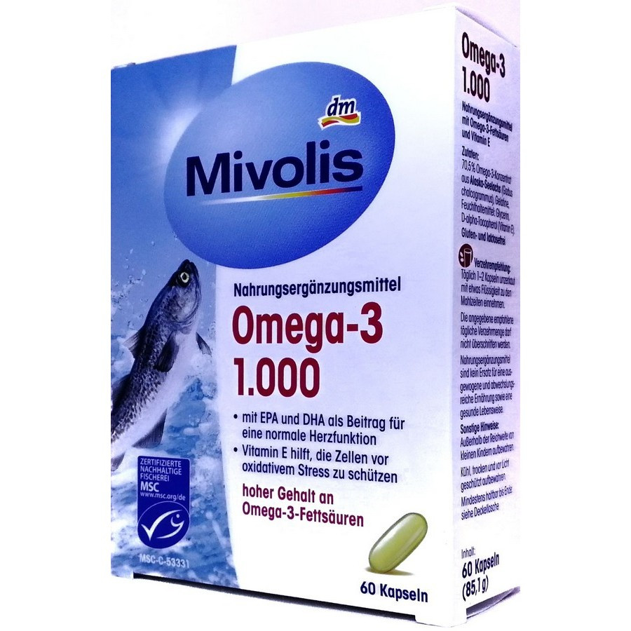Жирні кислоти Mivolis Das Gesunde Plus OMEGA 3 1000mg 60 капсул