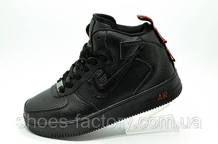 Зимові кросівки Nike Air Force чорні унісекс (Найк Аір Форс), фото 1