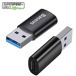 Адаптер перехідник USB на Type-C швидкісний USB 3.1 Gen1 Baseus Ingenuity Series Mini OTG. Black