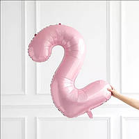 Цифра 2 розовая 100 см шар фольгированный