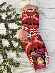 Шкарпетки жіночі з хутра олені  рожевий 35-38 39-41