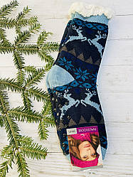 Шкарпетки жіночі з хутра синій 35-38  39-41