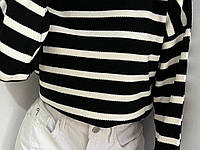Женский свитер оверсайз в полоску черный и белый, качественный теплый свитеров производитель Турция