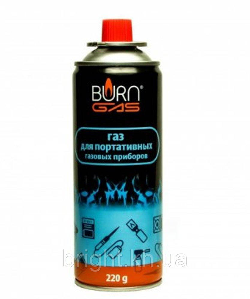 Балон газовий для пальників, плитки, паяльних ламп Burn Gas 220 г портативний, туристичний