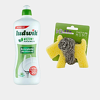 Засіб для миття посуду Ludwik М'ята з губкою для миття та очищення посуду, фото 3