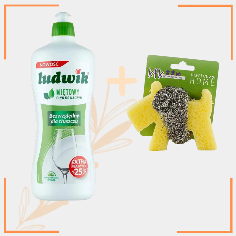Засіб для миття посуду Ludwik М'ята з губкою для миття та очищення посуду