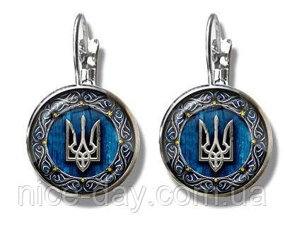Сережки Символи України Тризубець Тризуб на блакитному фоні