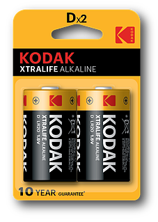 Батарейка Kodak LR20 EXTRALIFE ALKALINE (чорна) 20шт/уп (ціна за 2шт/пара)