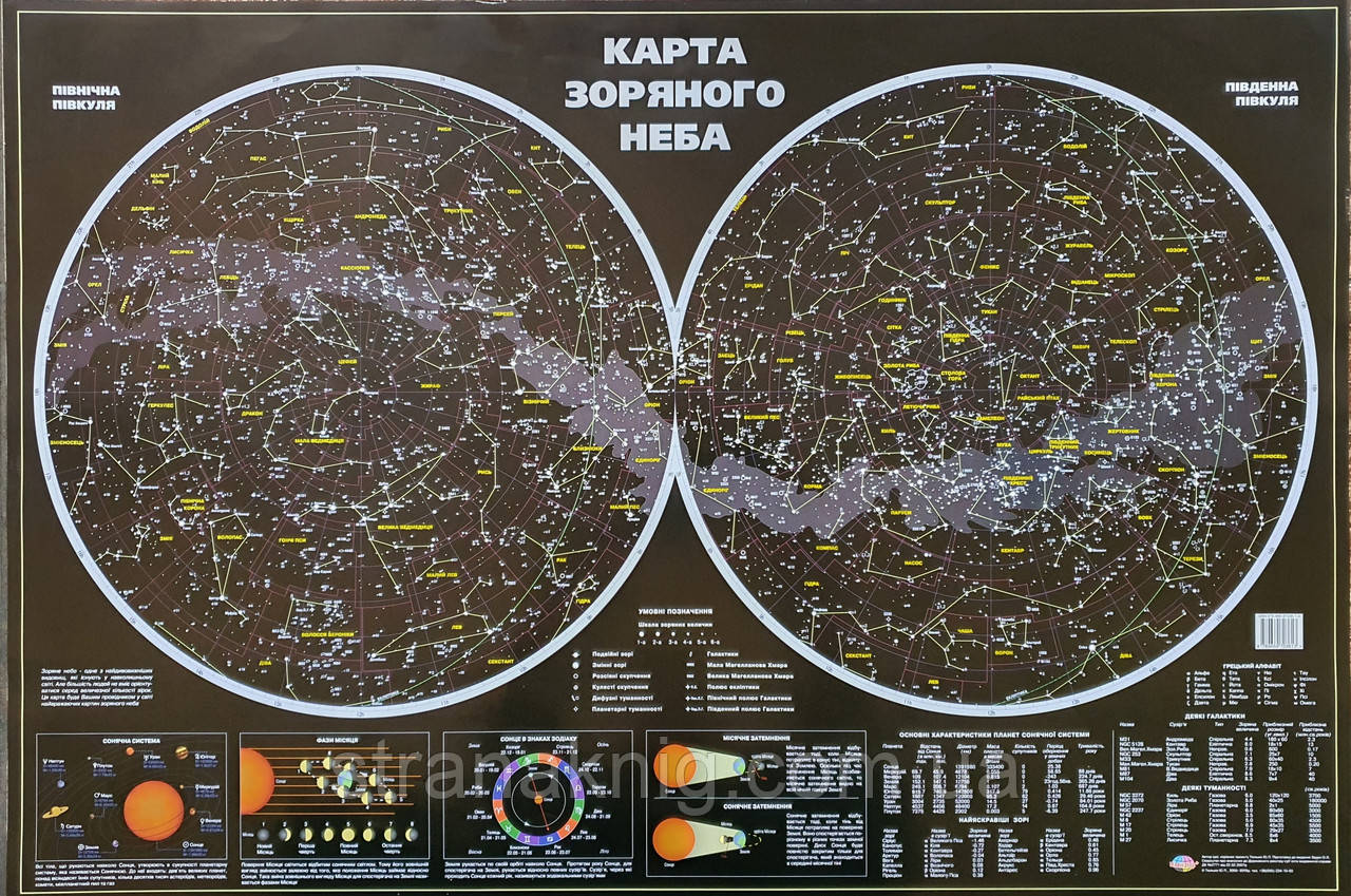 Карта зоряного неба. Настінна. Навігатор (українською мовою)