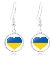 Серьги сережки Символы Украины сердце и желто-синий флаг