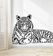 Вінілова наклейка Бенгальський тигр (тигри коти смугастий тварини) ПВХ плівка без фону матова 1300х745 мм