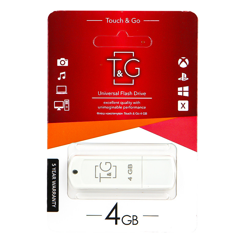 Flash Drive 4 GB T&G 011 Classic Series White для зберігання даних, фото 1