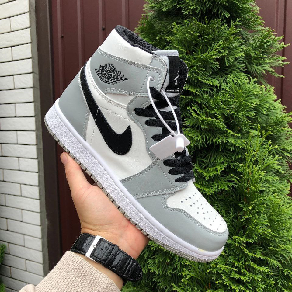 Чоловічі кросівки Nike Air Jordan 1 Retro High OG шкіряні молодіжні повсякденні сірі білі чорні