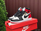 Чоловічі кросівки Nike Air Jordan 1 Retro High OG шкіряні стильні баскетбольні чорно-білі червоні, фото 3