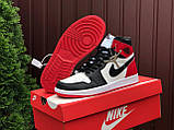 Чоловічі кросівки Nike Air Jordan 1 Retro High OG шкіряні стильні баскетбольні чорно-білі червоні, фото 5
