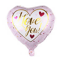Куля фольгована серце "I Love you" серця на рожевому (Китай)
