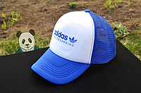 Кепка тракер Адидас (Adidas), с сеткой синяя