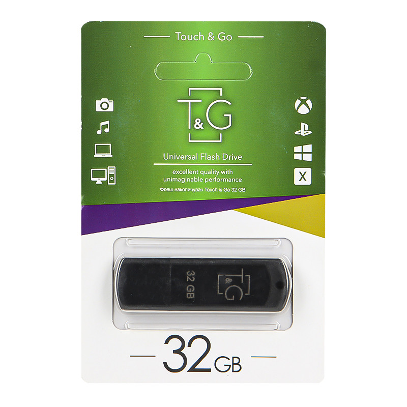 Flash Drive 32 GB T&G 011 Black для зберігання та передачі інформації, фото 1