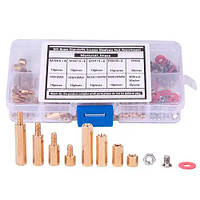 Стійка монтажна латунна М3 120шт, міжплатова 6-гранна, набір з гвинтами