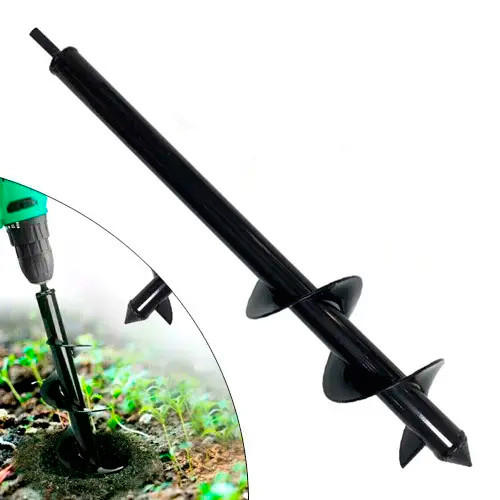 Бур садовий земляний для дриля, спіральне свердло 8x45см, фото 1