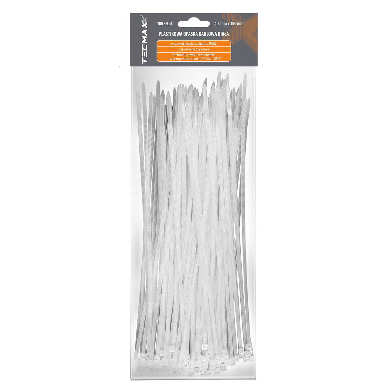 Хомут пластиковий TECMAXХ 2,5*100 білий 100шт 14-201
